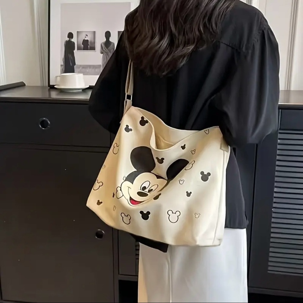 Disney Cream Mickey Mouse Tote Bag, Large Capacity
